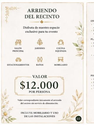 Arriendo del recinto